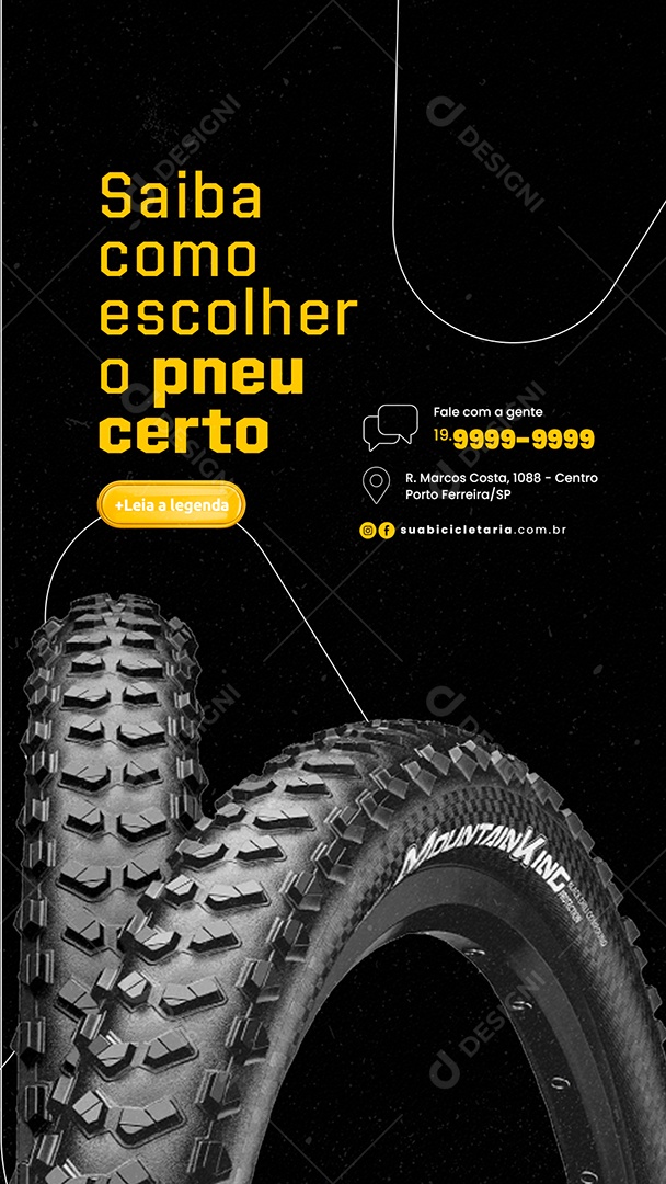 Story Saiba Como Escolher o Pneu Certo Ciclismo Bicicletaria Social Media PSD Editável