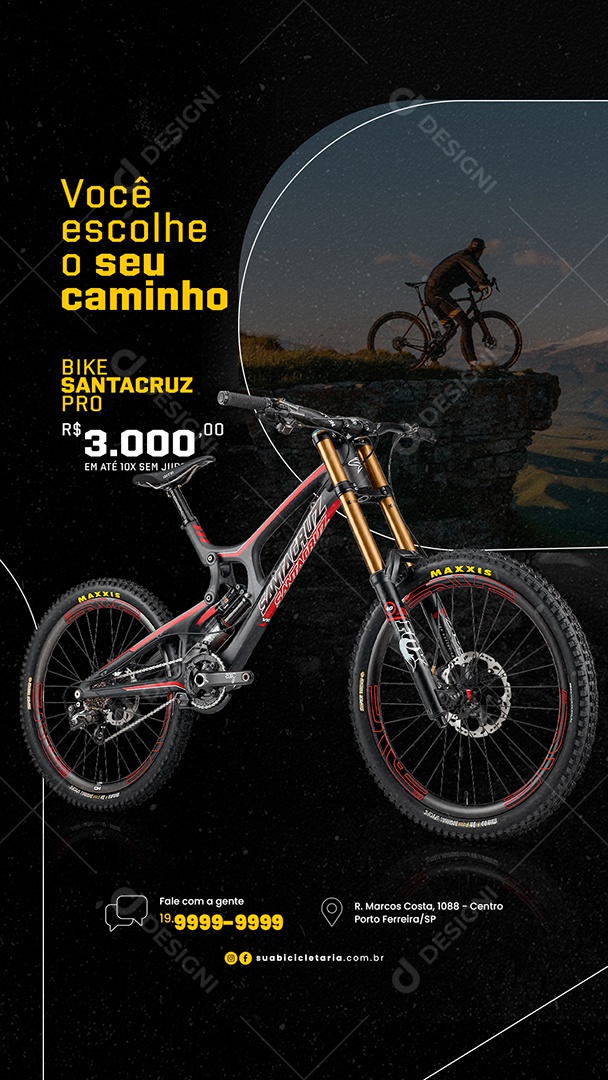 Story Você Escolhe o Seu Caminho Ciclismo Bicicletaria Social Media PSD Editável