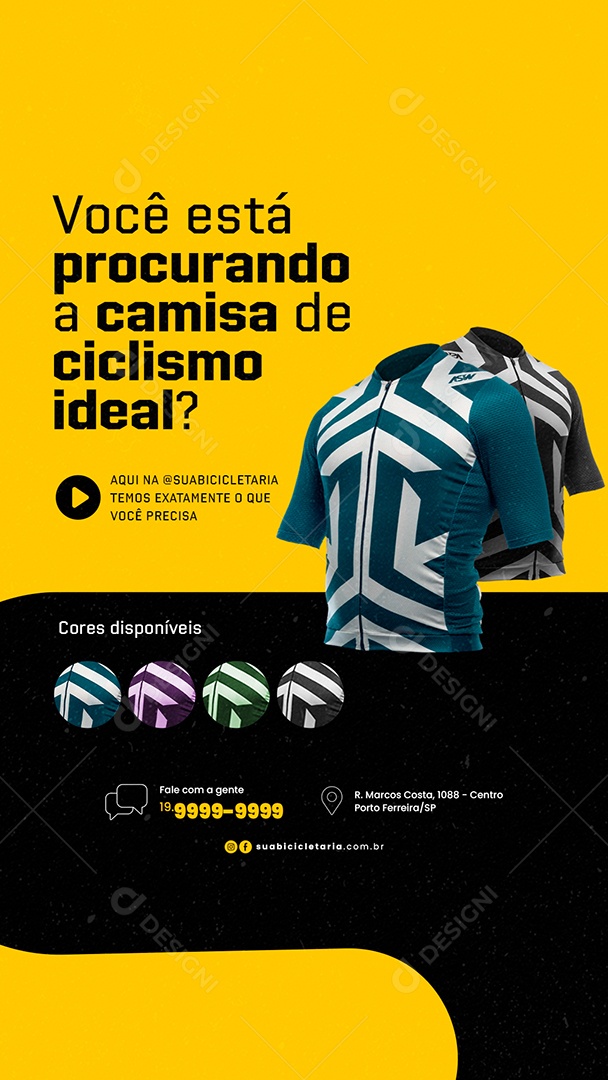 Story Você Está Procurando a Camisa de Ciclismo Ideal Bicicletaria Social Media PSD Editável