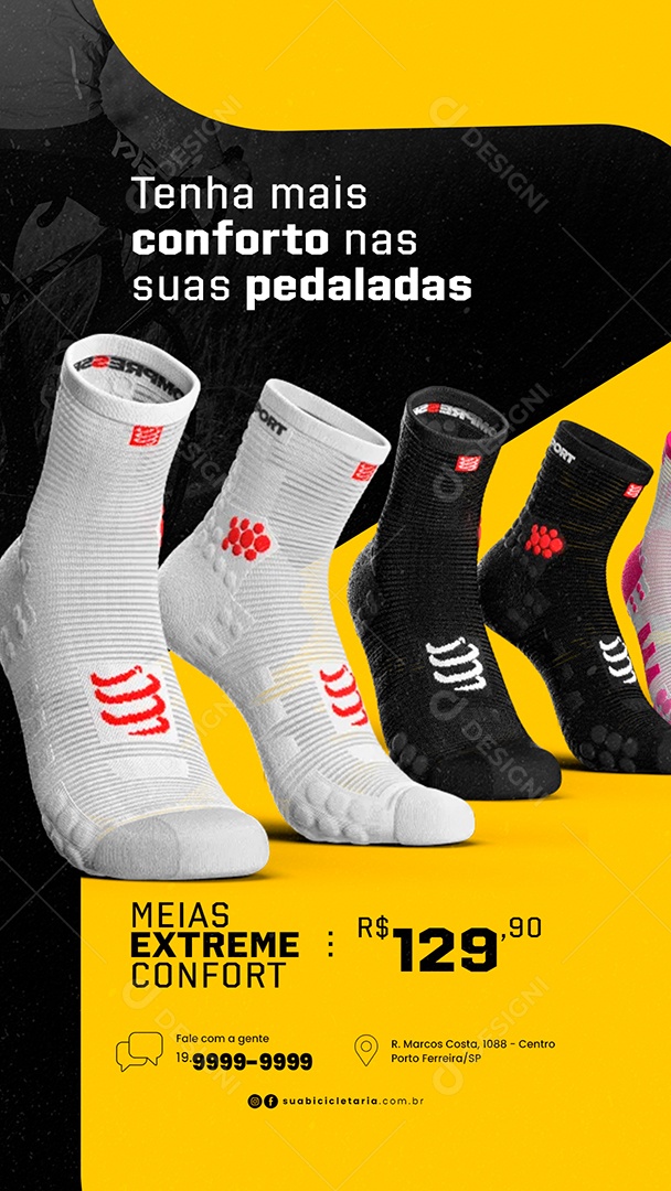 Story Tenha Mais Conforto nas Suas Pedaladas Ciclismo Bicicletaria Social Media PSD Editável