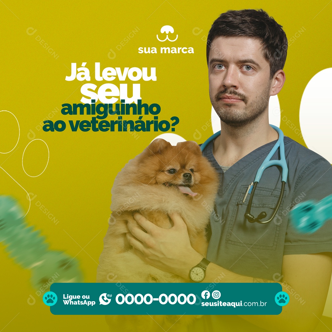 Já levou seu amiguinho no Veterinário? Pet Shop Social Media PSD Editável