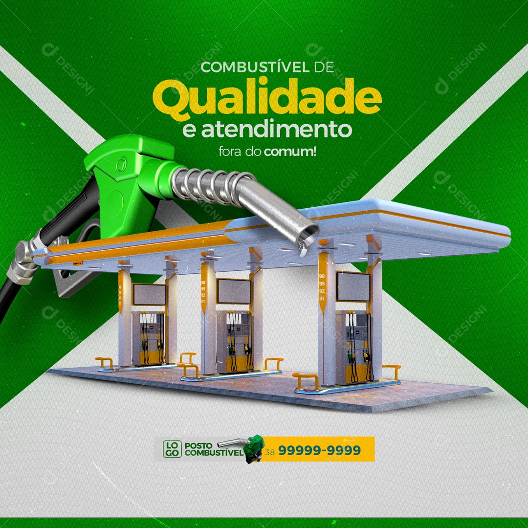 Posto de Combustível Gasolina de Qualidade Social Media PSD Editável