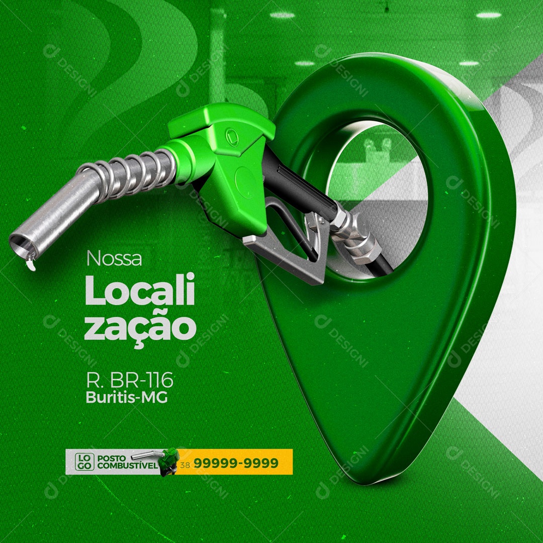 Nossa Localização Posto de Combustível Gasolina Social Media PSD Editável