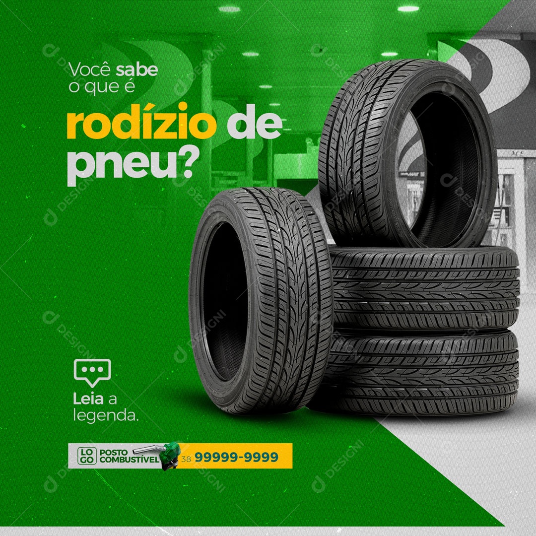 Posto de Combustível Gasolina Rodízio de Peneu Social Media PSD Editável