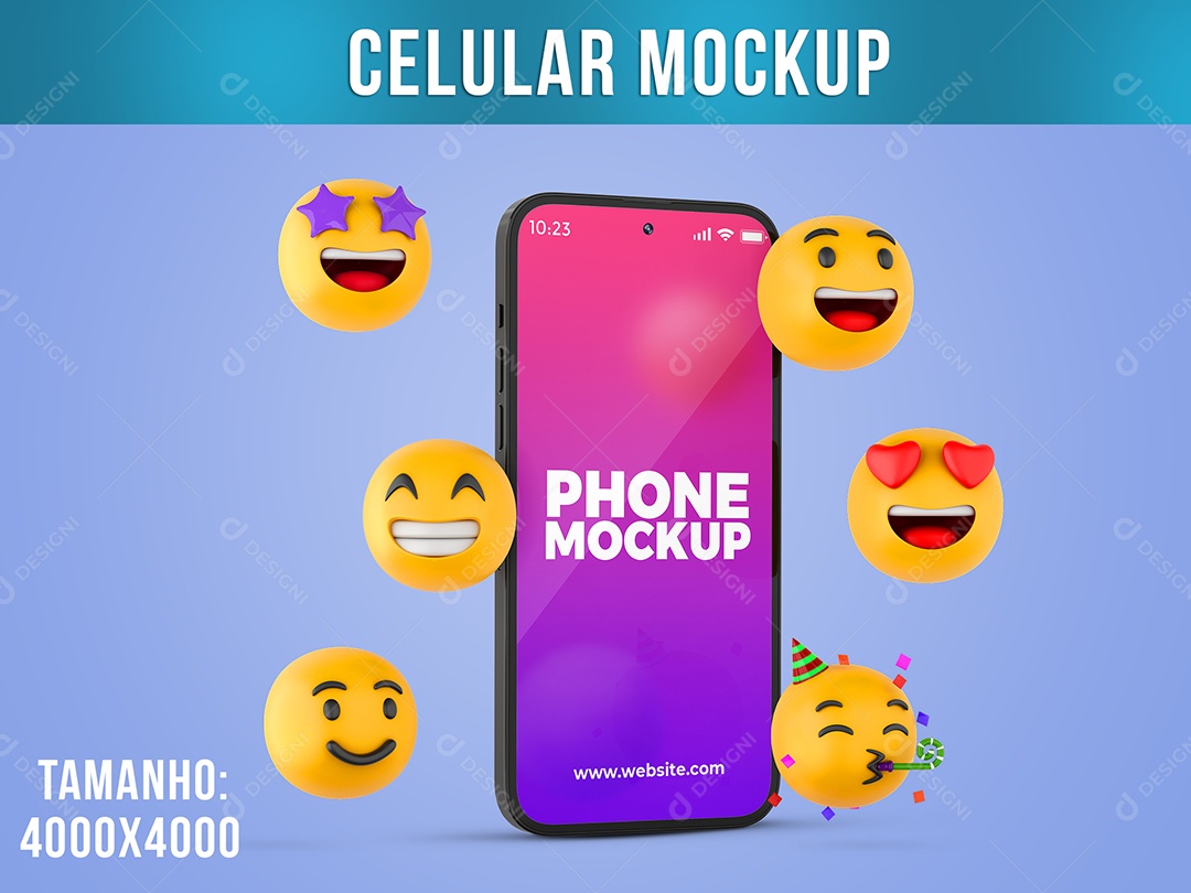 Celular Mockup Emoji Smartphone PSD