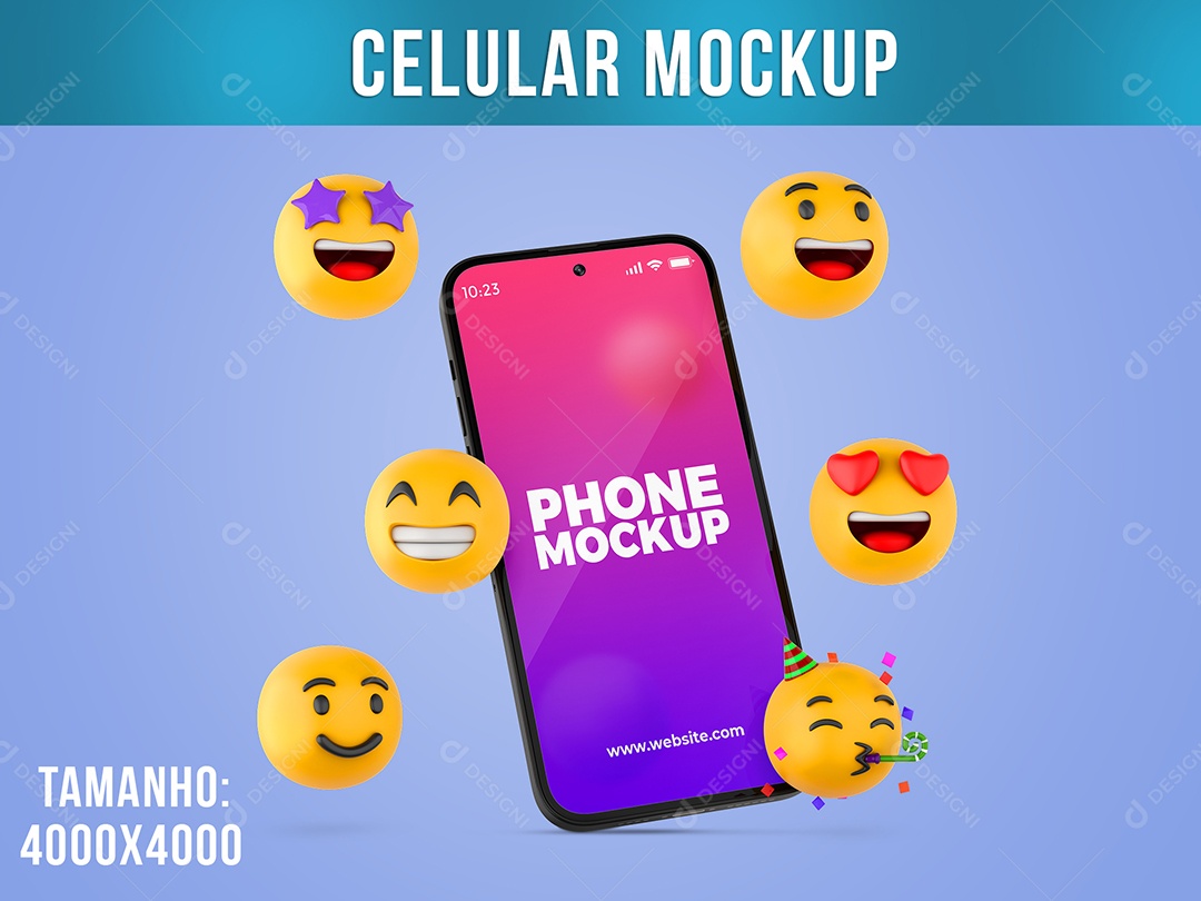 Celular Smartphone Mockup Emoji PSD