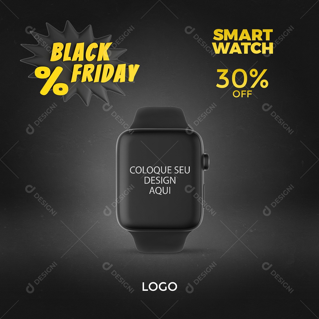 Post Relógio Smart Watch  Black Friday Social Media PSD Editável