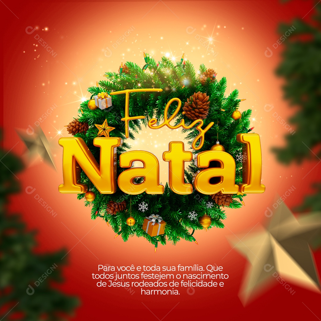 Feliz Natal Rodeados de Felicidade e Harmonia Social Media PSD Editável