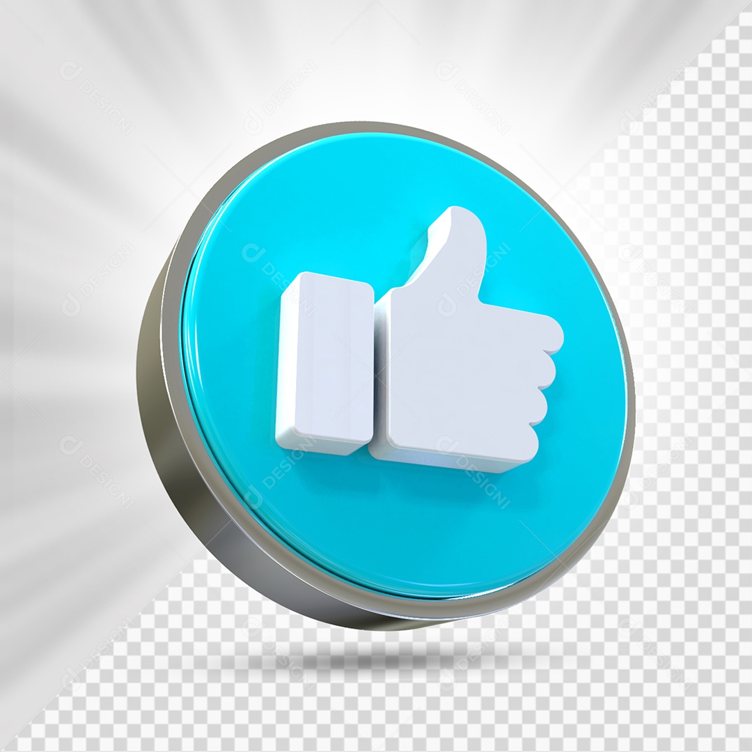 Emoji de Like Branco e Azul Marinho Elemento 3D Para Composição PSD