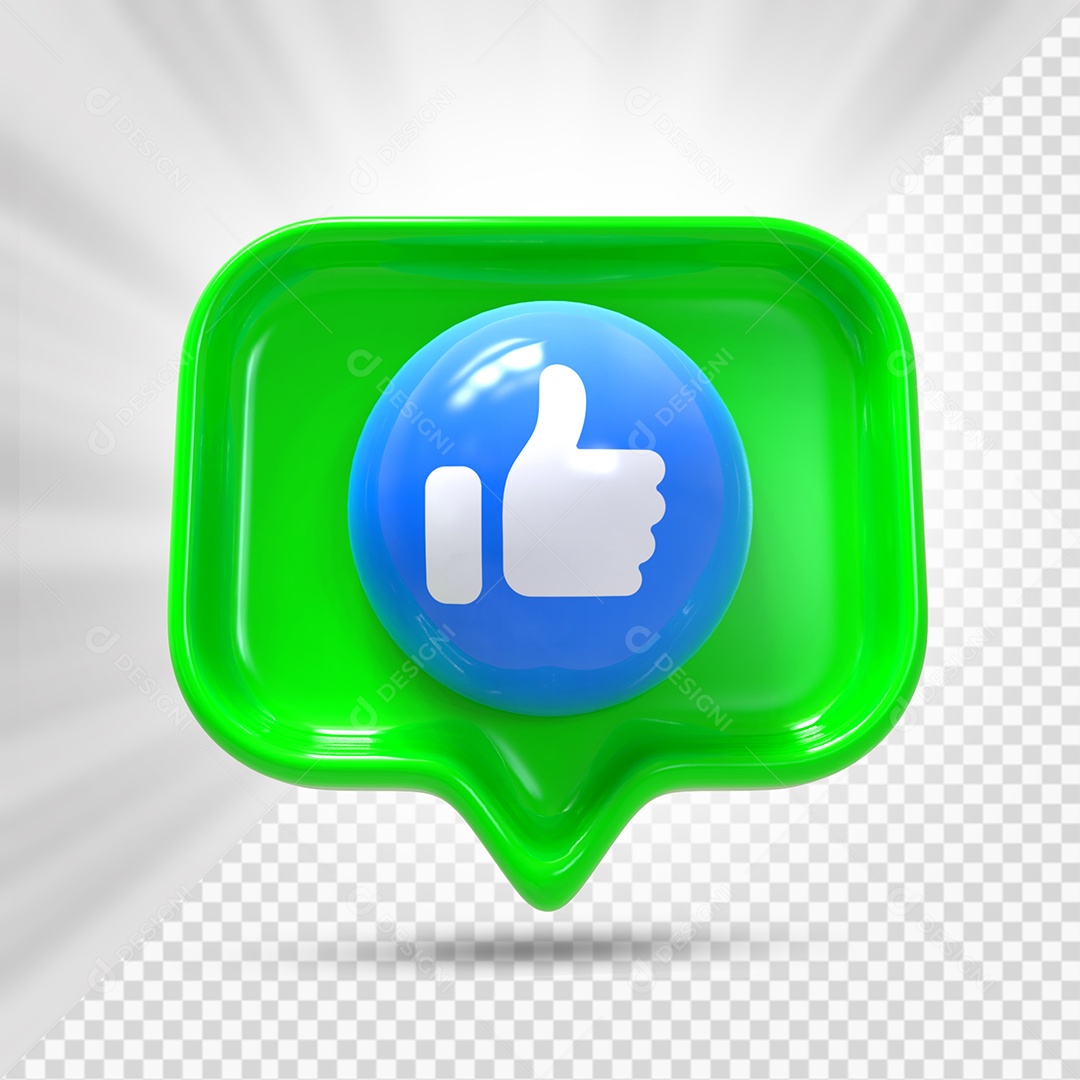 Emoji de Like Azul e Verde Elemento 3D Para Composição PSD