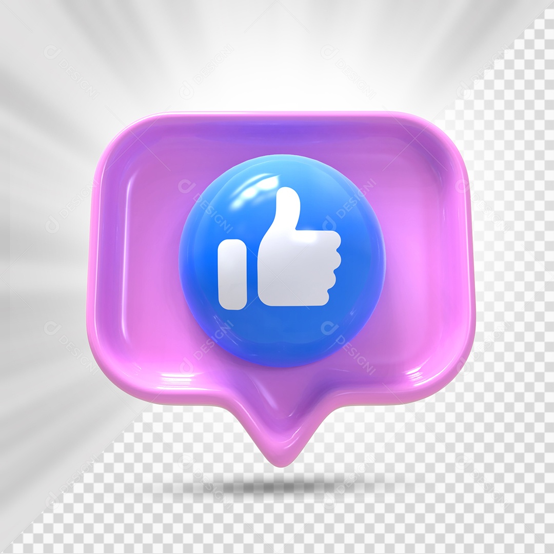 Emoji de Like Azul e Roxo Elemento 3D Para Composição PSD