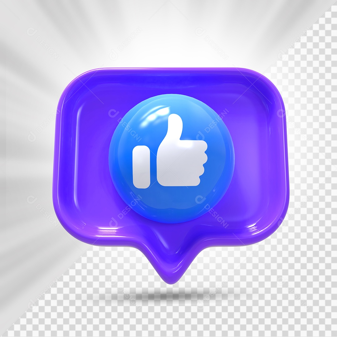 Emoji de Like Azul e Roxo Elemento 3D Para Composição PSD