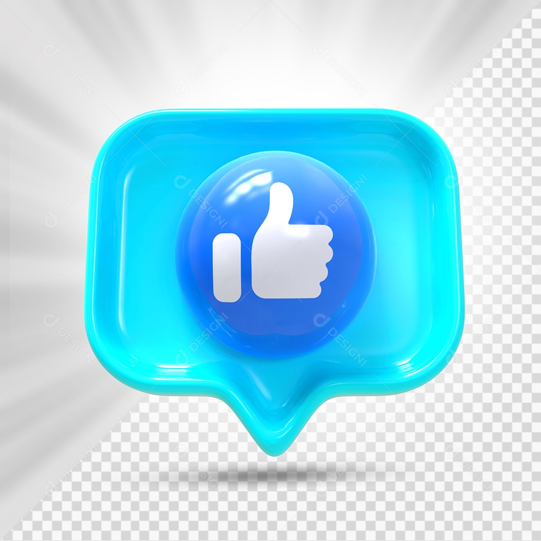 Emoji de Like Azul e Azul Marinho Elemento 3D Para Composição PSD