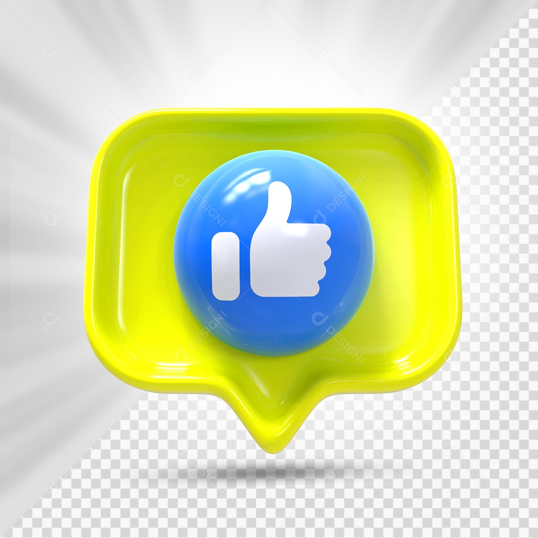 Emoji de Like Azul e Amarelo Elemento 3D Para Composição PSD