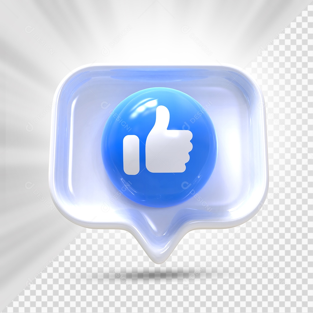 Emoji de Like Azul e Cinza Elemento 3D Para Composição PSD