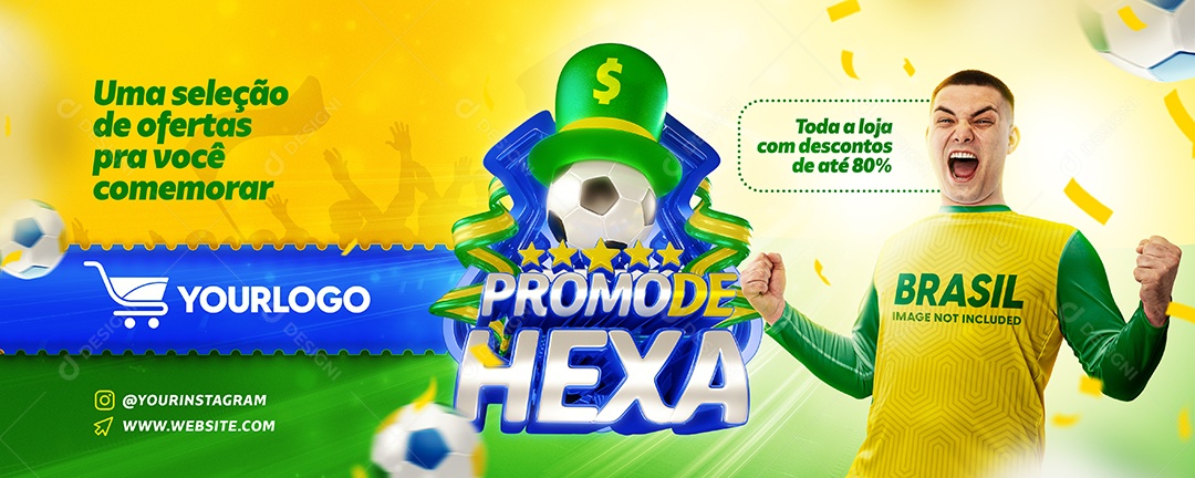 Social  Media Banner Promo de Hexa Ofertas Supermercados PSD Editável