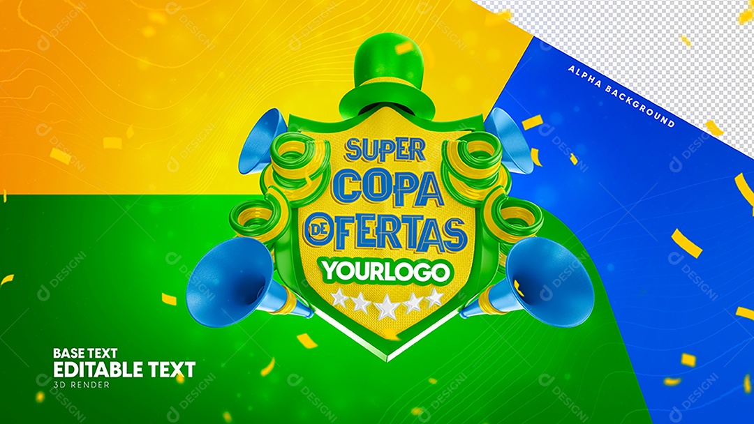 Super Copa de Ofertas Selo 3D Para Composição PSD
