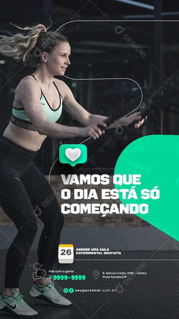 Story Vamos que o Dia Está Só Começando Personal Trainer Social Media PSD Editável