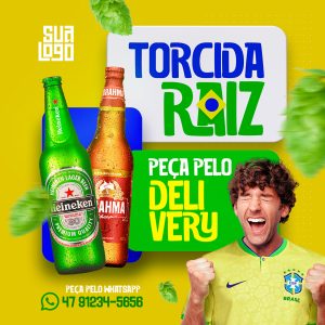 Copa do Mundo Torcida Raiz Peça Pelo Delivery Social Media PSD Editável