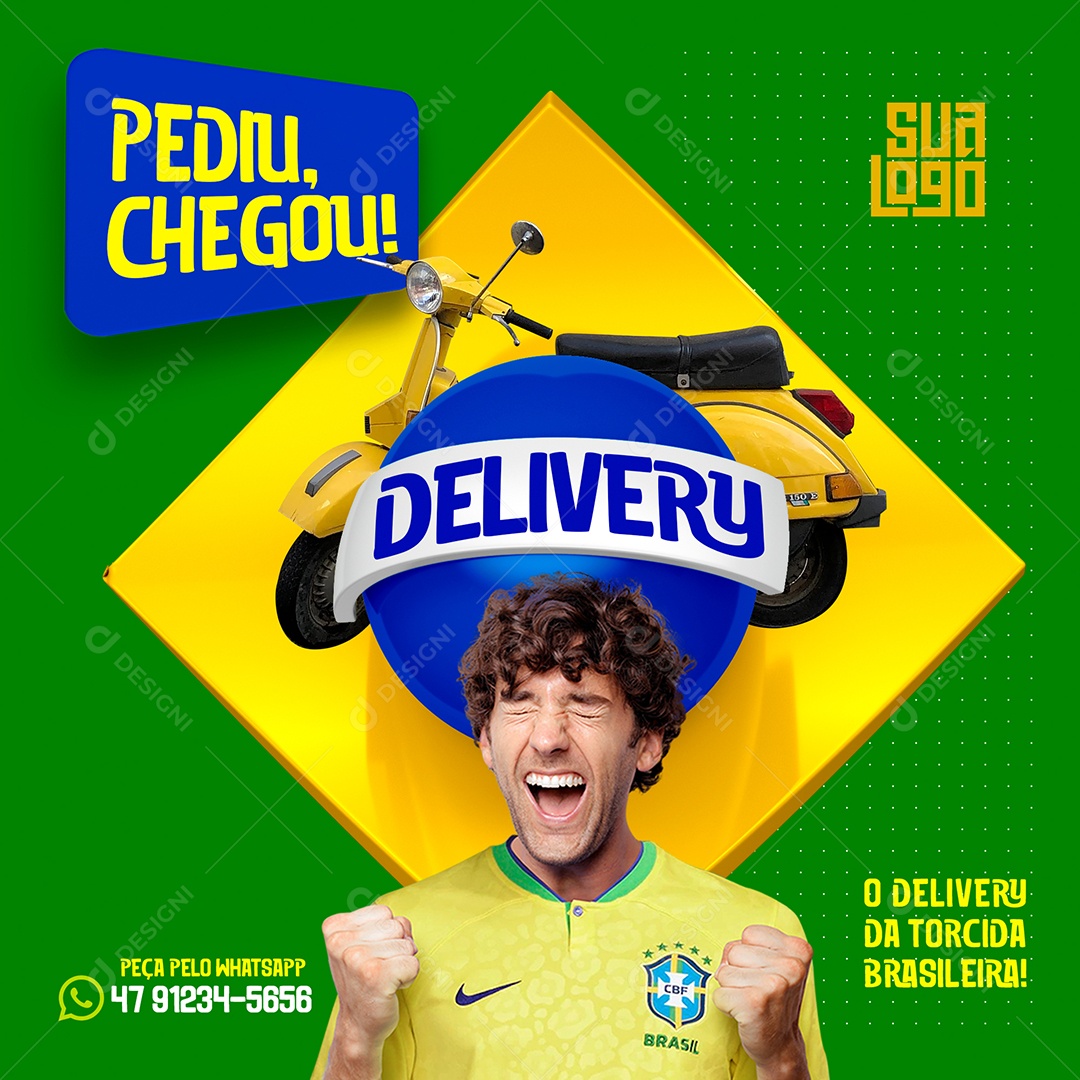 Template Social Media Copa do Mundo Delivery Torcida Brasileira PSD Editável