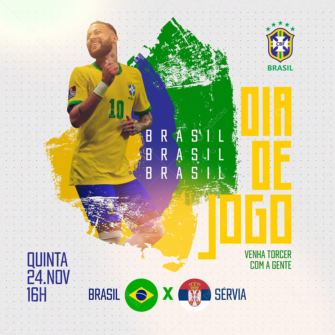 Template Social Media Copa do Mundo Dia de Jogo Brasil x Servia PSD Editável