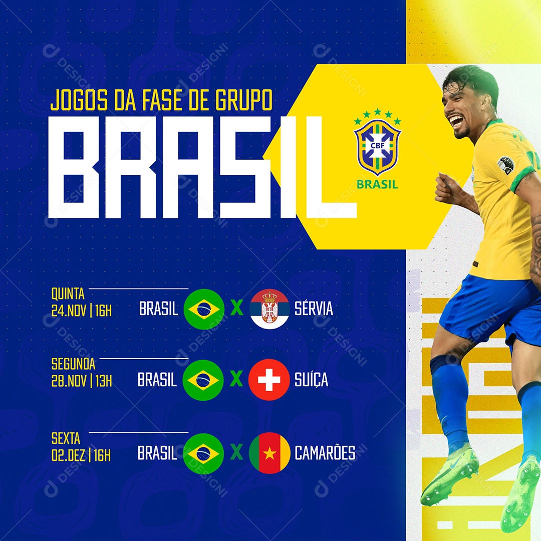 Template Social Media Copa do Mundo Dia de Jogos Primeira Fase PSD Editável