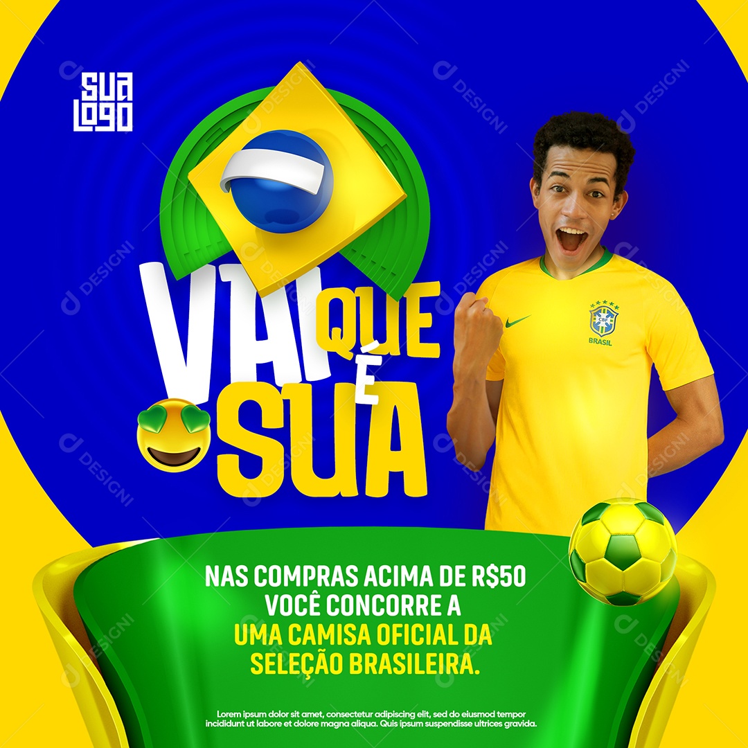 Template Social Media Copa do Mundo Promoção Vai Que é Sua PSD Editável
