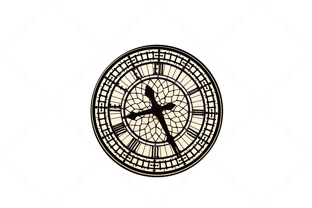 Relógio antigo no fundo branco.