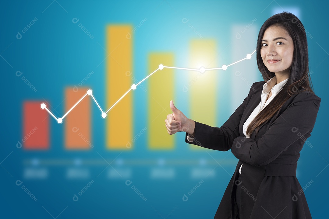 Linda mulher empresaria analisando gráficos