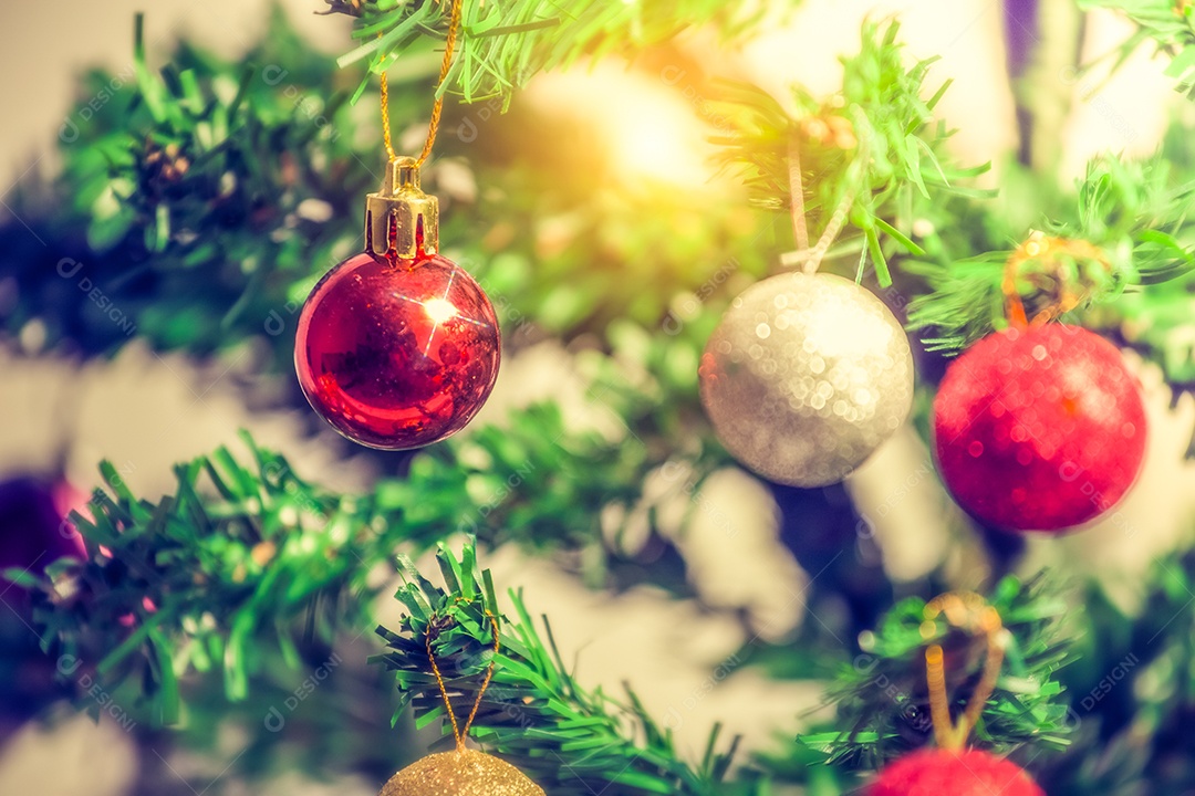 Christmas baubles vintage color background