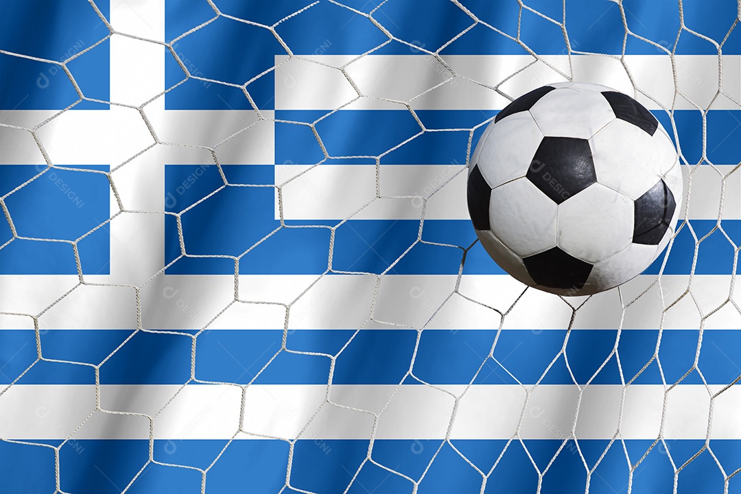 Bola de futebol na bandeira Grécia