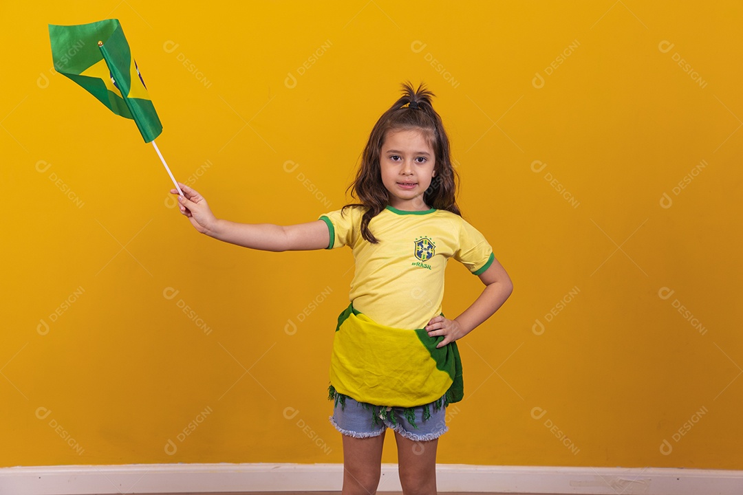 Linda menina criança torcedora do brasil Copa Do Mundo