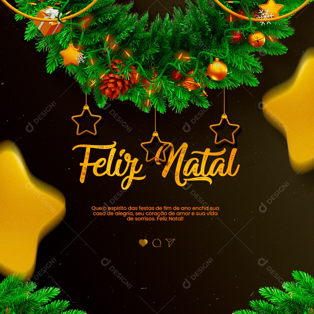 Que o Espírito das Festa de Fim de Ano Acha Sua Casa de Alegria Feliz Natal Social Media PSD Editável