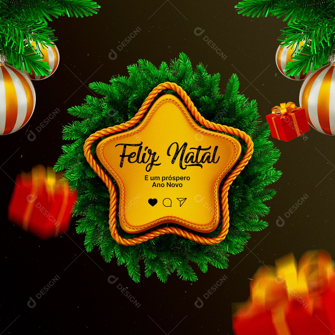 Feliz Natal E Um Próspero Ano Novo Social Media PSD Editável