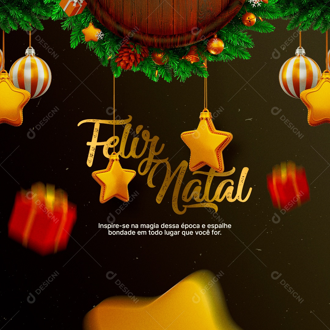 Inspire se Na Magia Dessa Época e Espalhe Bondade Feliz Natal Social Media PSD Editável