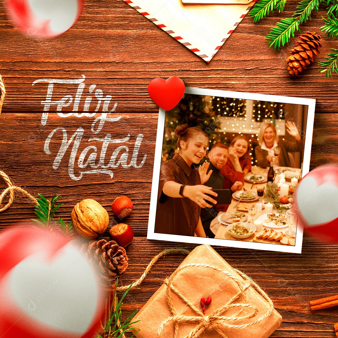 Feliz Natal E Um Próspero Ano Novo Social Media PSD Editável