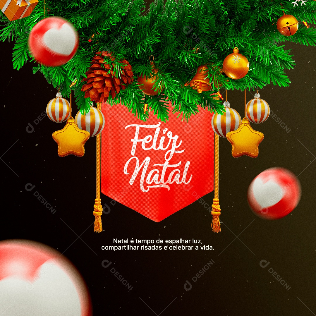 Natal é Tempo de Espalhar Luz Feliz Natal Social Media PSD Editável