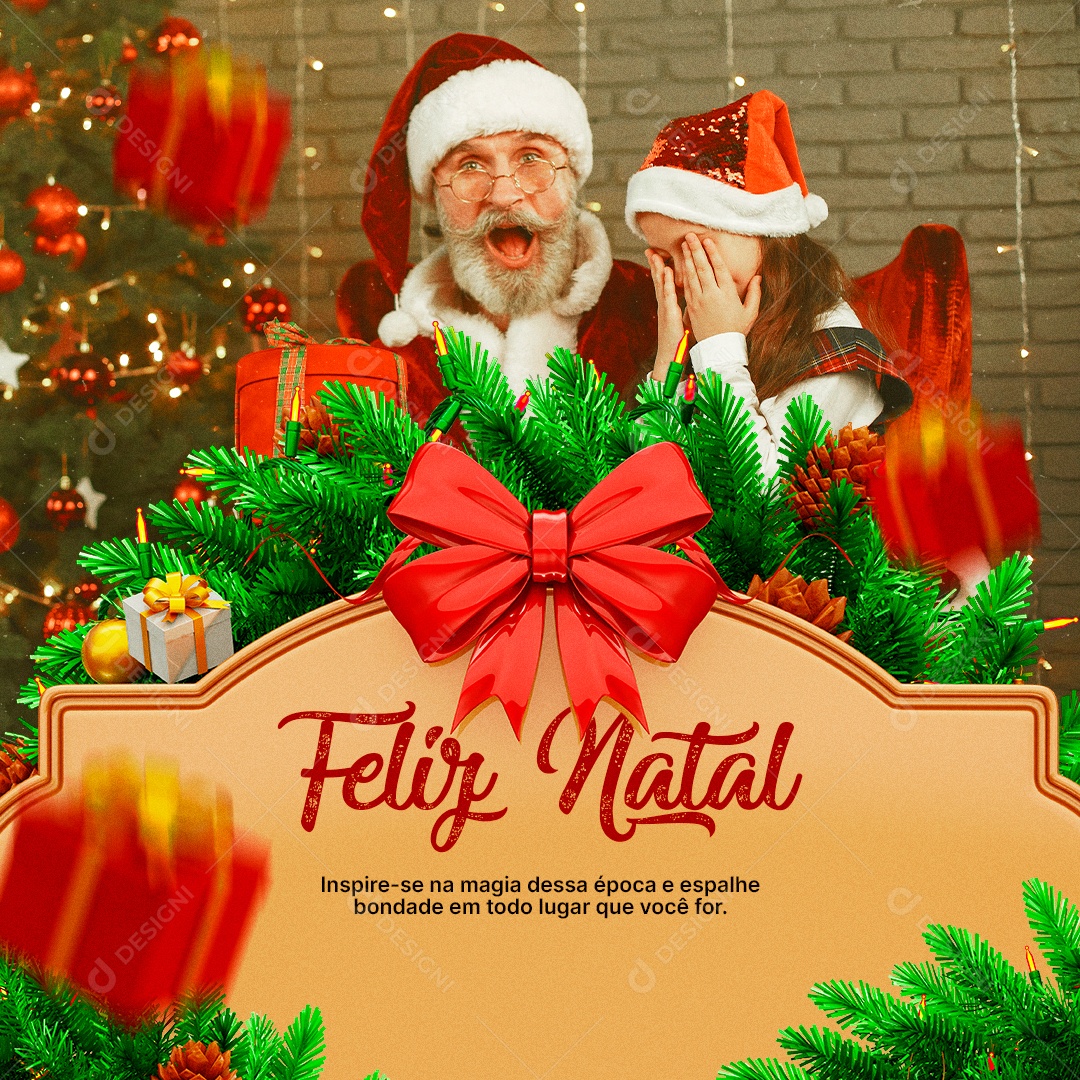Inspire se Na Magia Dessa Época e Espalhe Bondade Feliz Natal Social Media PSD Editável