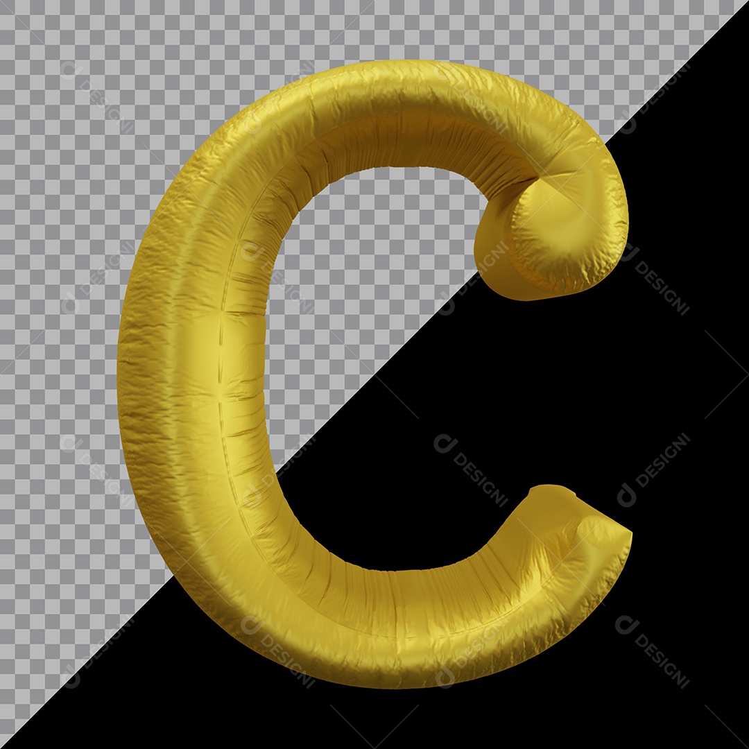 Letra C Maiúscula Balão Dourado Elemento 3D Para Composição  PSD