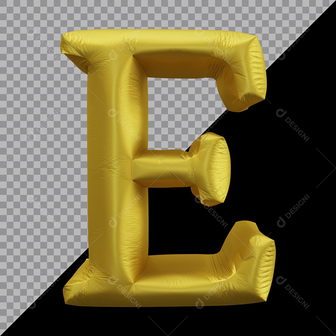 Letra E Maiúscula Balão Dourado Elemento 3D Para Composição  PSD