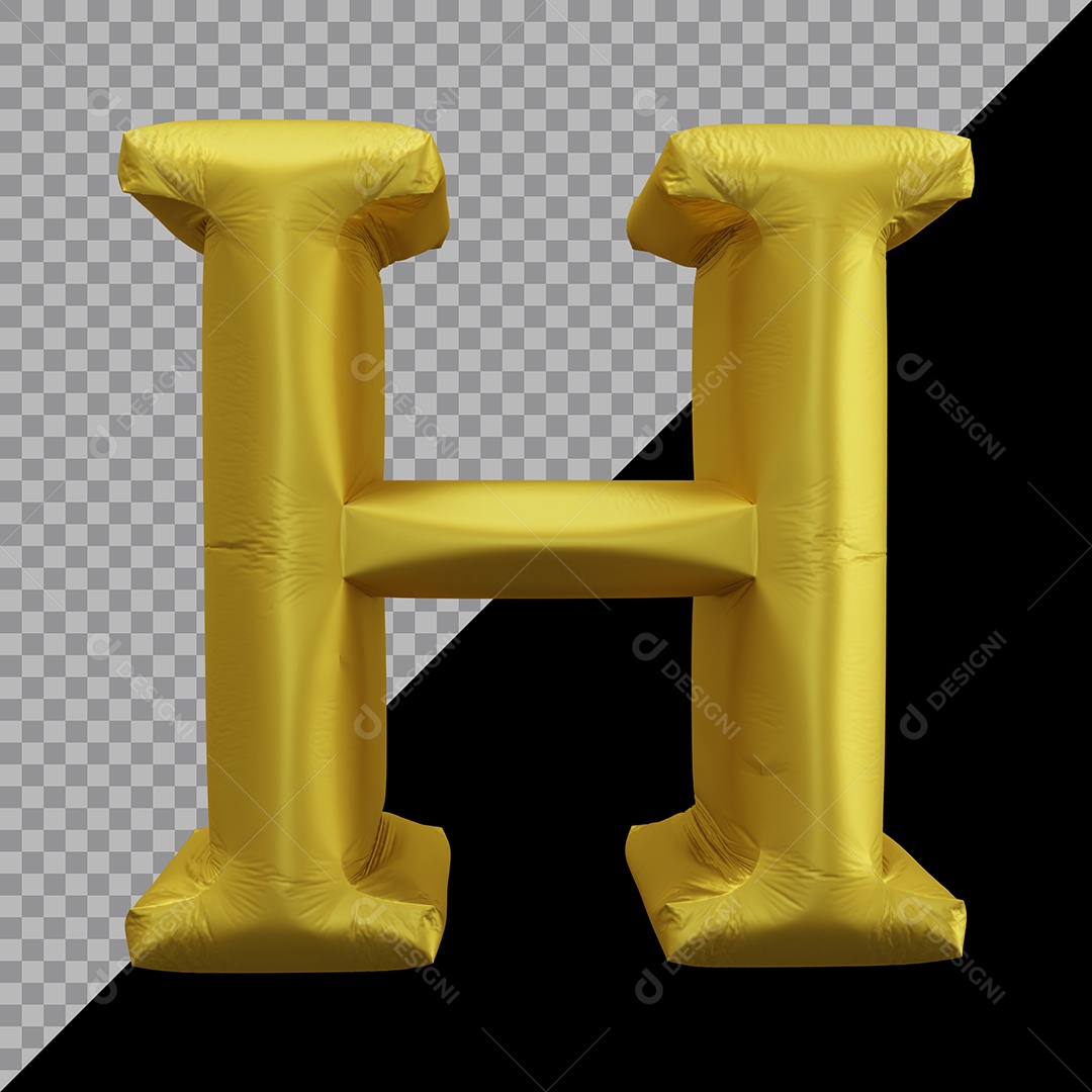 Letra H Maiúscula Balão Dourado Elemento 3D Para Composição  PSD
