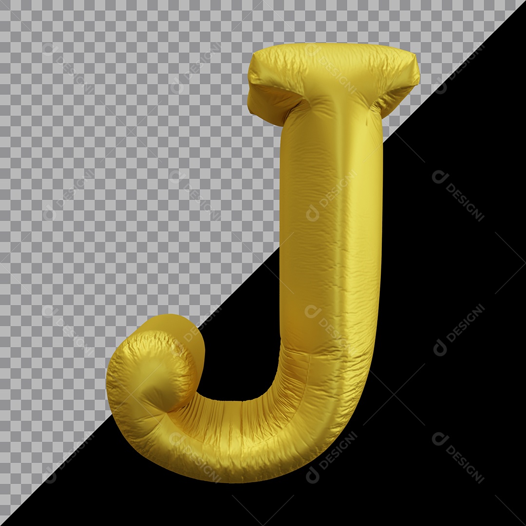 Letra J Maiúscula Balão Dourado Elemento 3D Para Composição  PSD