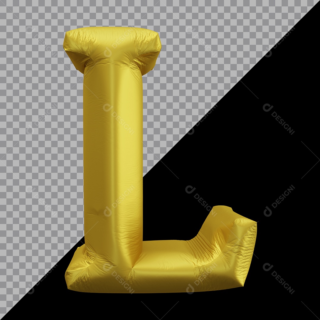 Letra L Maiúscula Balão Dourado Elemento 3D Para Composição  PSD