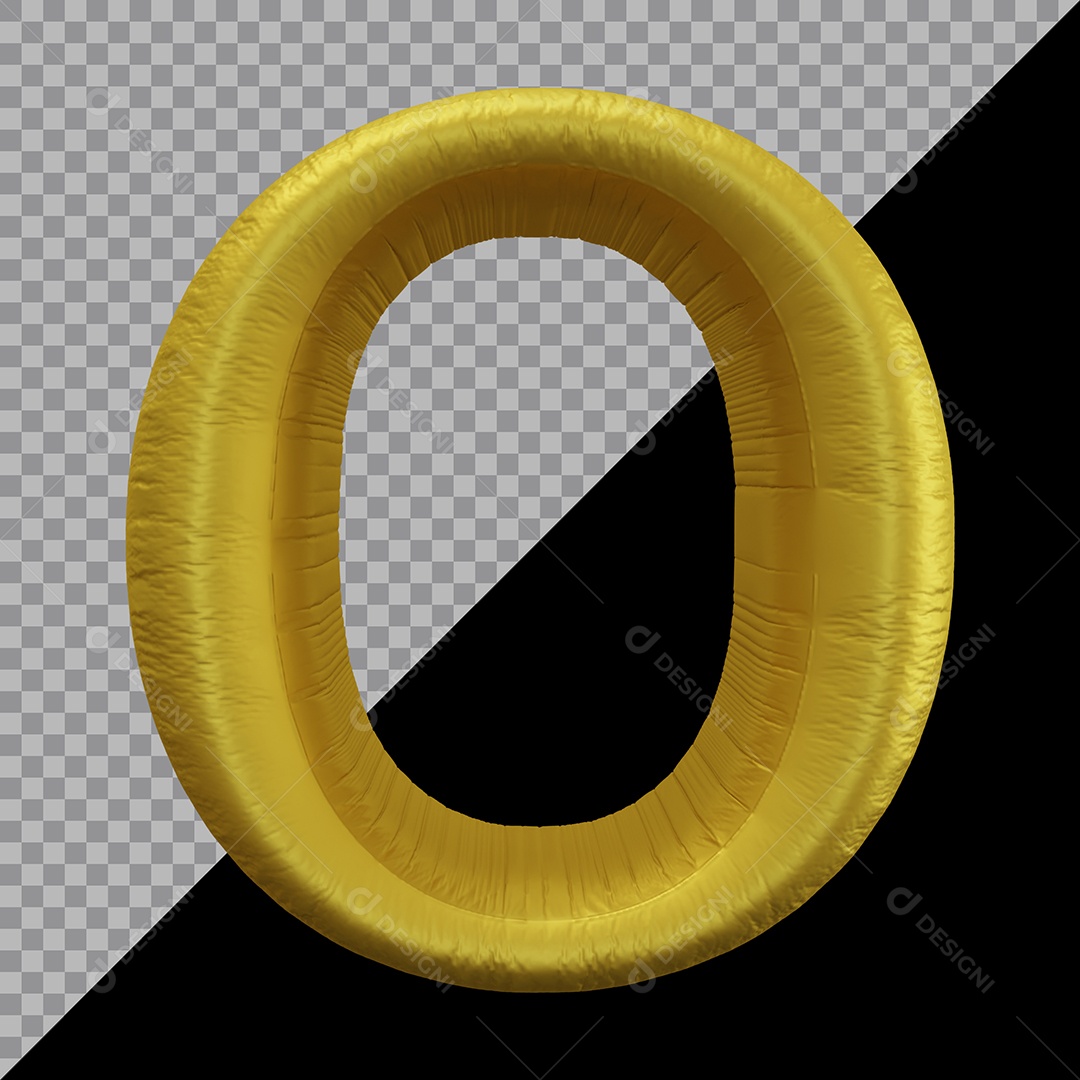 Letra O Maiúscula Balão Dourado Elemento 3D Para Composição  PSD