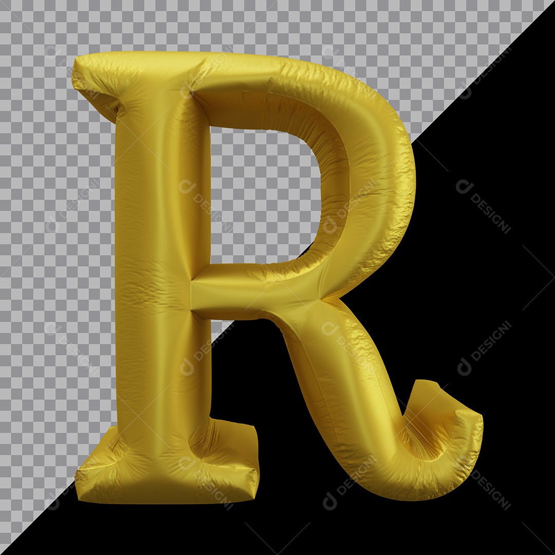 Letra R Maiúscula Balão Dourado Elemento 3D Para Composição  PSD
