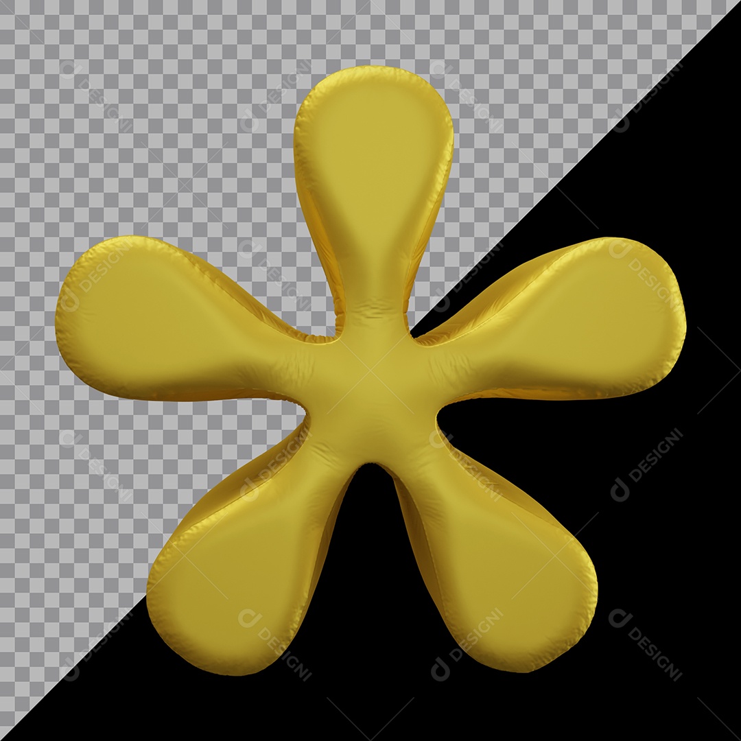 Símbolo Asterisco Balão Dourado Elemento 3D Para Composição PSD