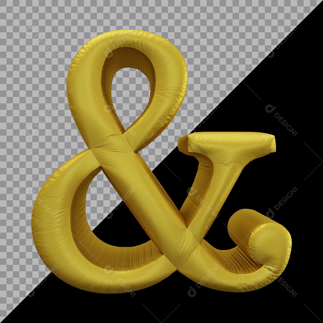 Símbolo de Ampersand Balão Dourado Elemento 3D Para Composição PSD