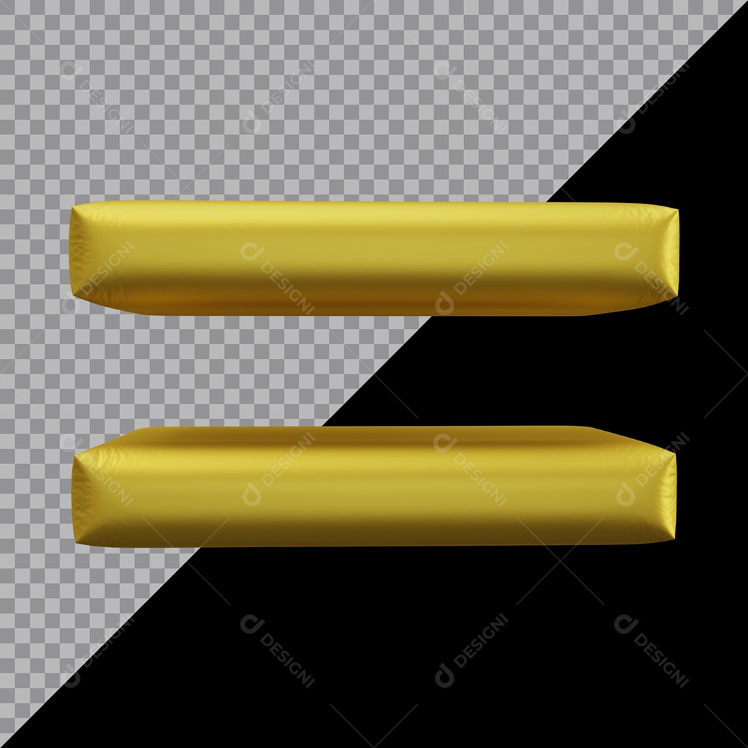 Sinal de Igual Balão Dourado Elemento 3D Para Composição PSD