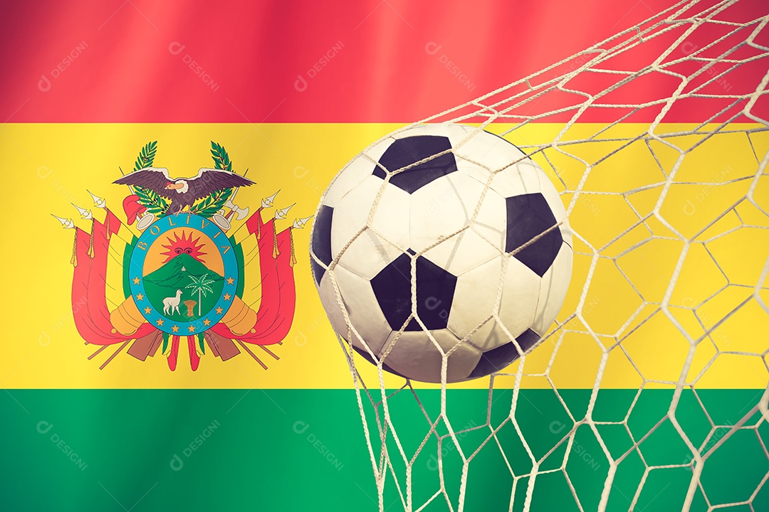 Bandeira da Bolívia com cor vintage de bola de futebol.