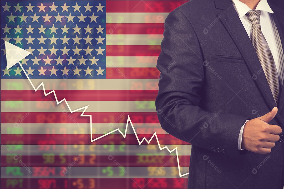 Crise nos EUA - Gráfico de queda das ações nos Estados Unidos da América.